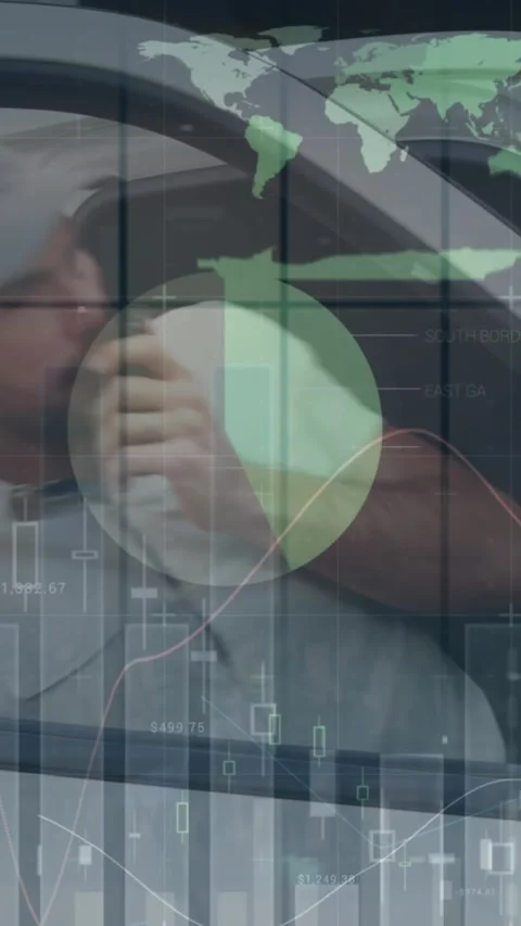 Animation of data processing over man getting out of car Stock Footage 344693090