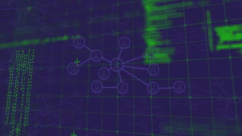 Animation of data processing over media icons Stock Footage 307576341