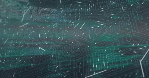 Animation of data processing over microprocessor connections against grey Vídeo Stock 203883000