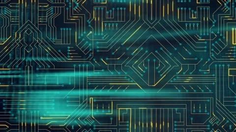 Animation of data processing over microprocessor connections against grey Stock Footage 204769606