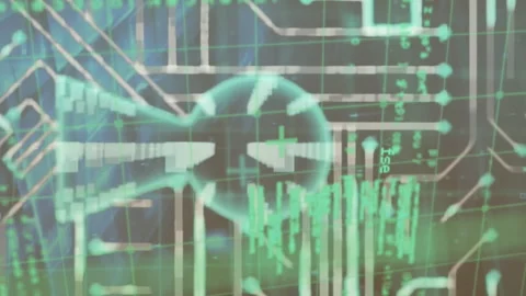 Animation of data processing over microprocessor connections forming a security Vidéo 312354303