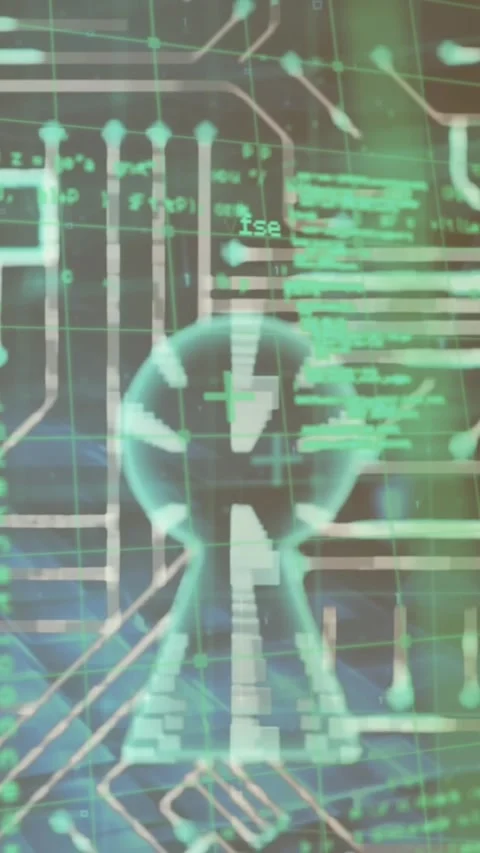 Animation of data processing over microprocessor connections forming a security Vídeo Stock 322148727