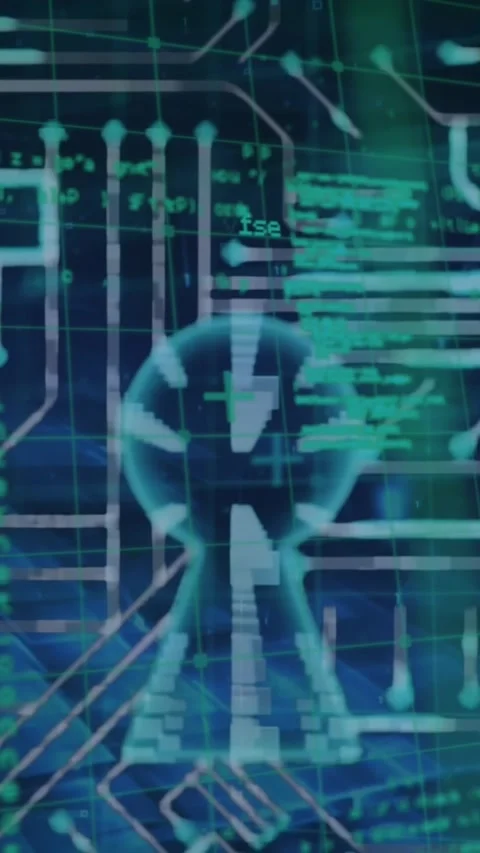 Animation of data processing over microprocessor connections forming a security Vídeo Stock 322148737