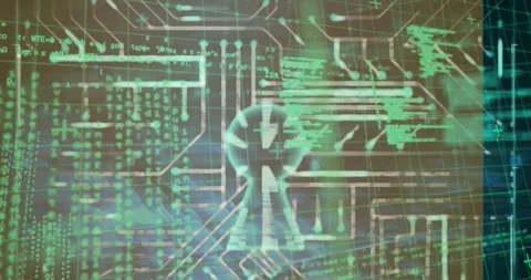 Animation of data processing over microprocessor connections forming a security Vídeo Stock 327060193