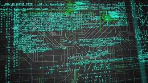 Animation of data processing over microprocessor connections against grey Video stock 327197584