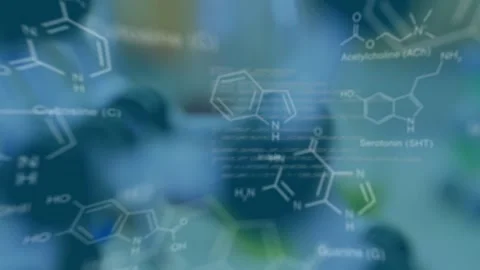 Animation of data processing over models in lab Stock Footage 327642218
