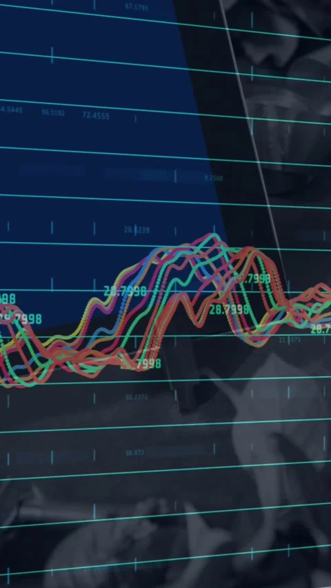 Animation of data processing over monitor and payment terminal Stock Footage 323340268