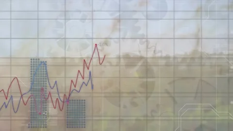 Animation of data processing over moving cogs Stock Footage 325964627