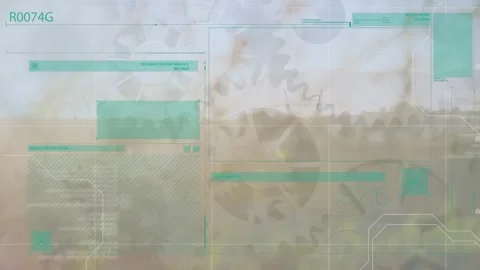 Animation of data processing over moving cogs Stock Footage 329971859