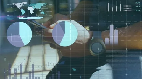 Animation of data processing over muscular man exercising Stock Footage 328462772