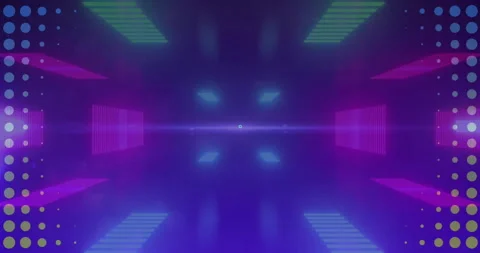 Animation of data processing over neon pattern background Stock Footage 265621478