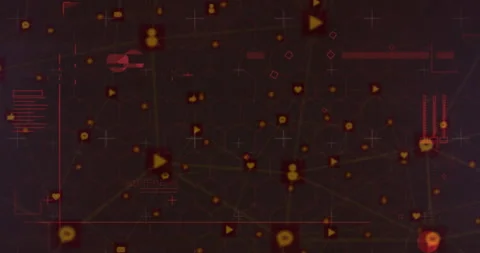 Animation of data processing over network of connections with glowing orange Stock Footage 148088819
