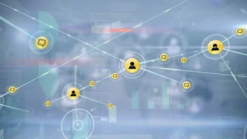 Animation of data processing over network of connections Stock Footage 229659911