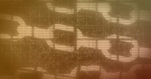 Animation of data processing over network of connnections on orange background Stock Footage 330662155