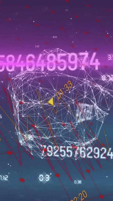 Animation of data processing over network of connections on purple background Stock Footage 344635763