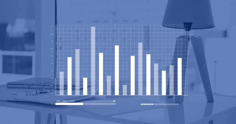 Animation of data processing over office desk with documents Stock Footage 330105882