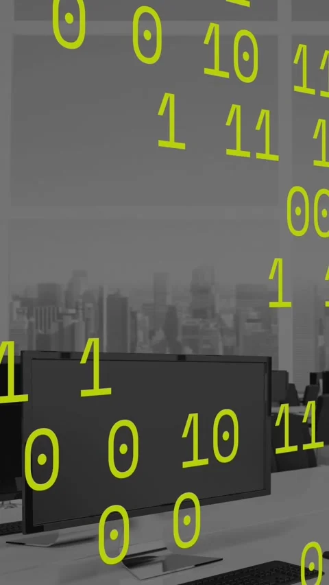 Animation of data processing over office desks with computers Stock Footage 344614207