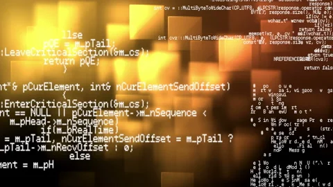 Animation of data processing over orange to yellow glowing squares Stock Footage 146560840