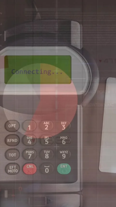 Animation of data processing over payment terminal, credit card and smartphone Stock Footage 322210162