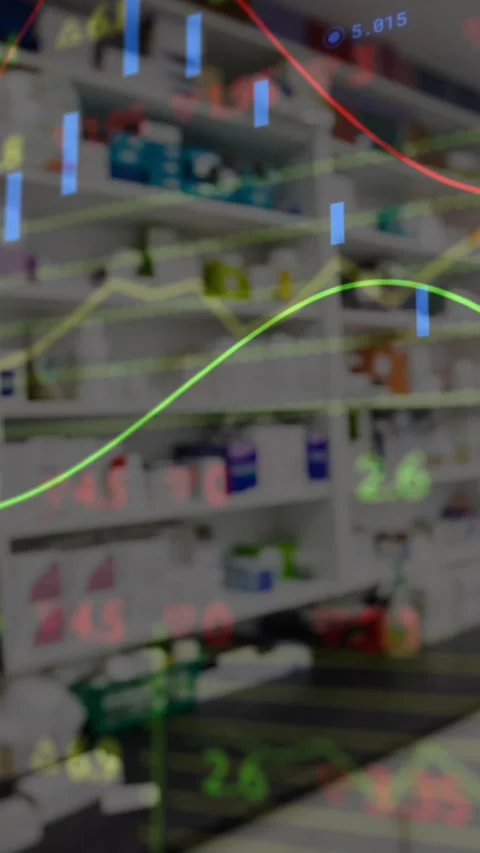 Animation of data processing over pharmacy Stock Footage 324022055