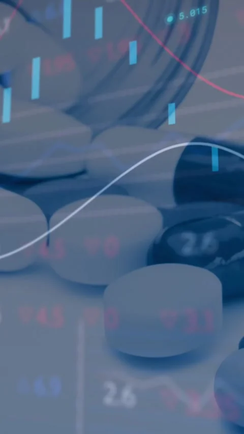 Animation of data processing over pills and medication Stock Footage 324022062
