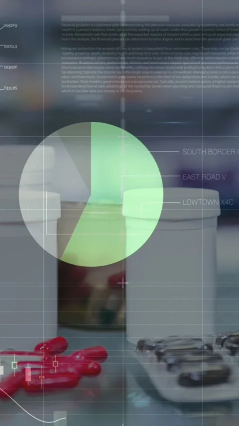 Animation of data processing over pills and medication Stock Footage 324022067