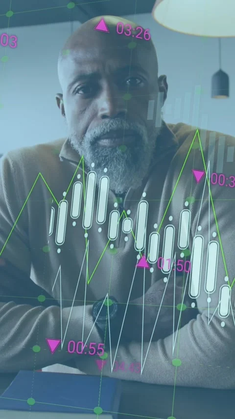 Animation of data processing over portrait of african american man having a Stock Footage 344803390