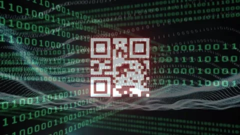 Animation of data processing over qr code Stock Footage 330478719