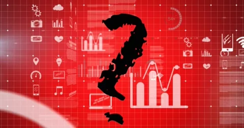 Animation of data processing over question mark 動画素材 330296805