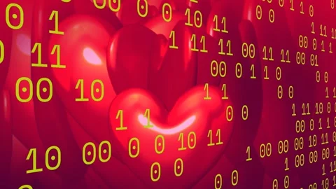 Animation of data processing over red heart model on red background Stock Footage 328243439