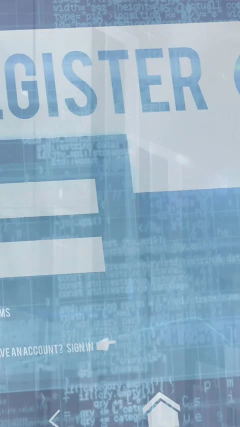 Animation of data processing over register text Stock Footage 342996456