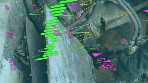 Animation of data processing over rubbish dump Video stock 312422852