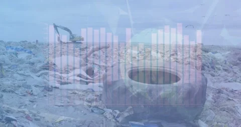 Animation of data processing over rubbish dump Video stock 327586051