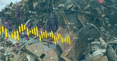 Animation of data processing over rubbish dump Video stock 327899328