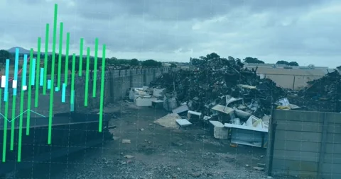 Animation of data processing over rubbish dump Video stock 327961648