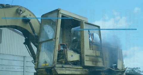 Animation of data processing over rubbish dump Video stock 328145536
