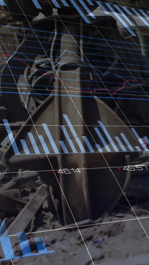 Animation of data processing over rubbish dump Video stock 342805797
