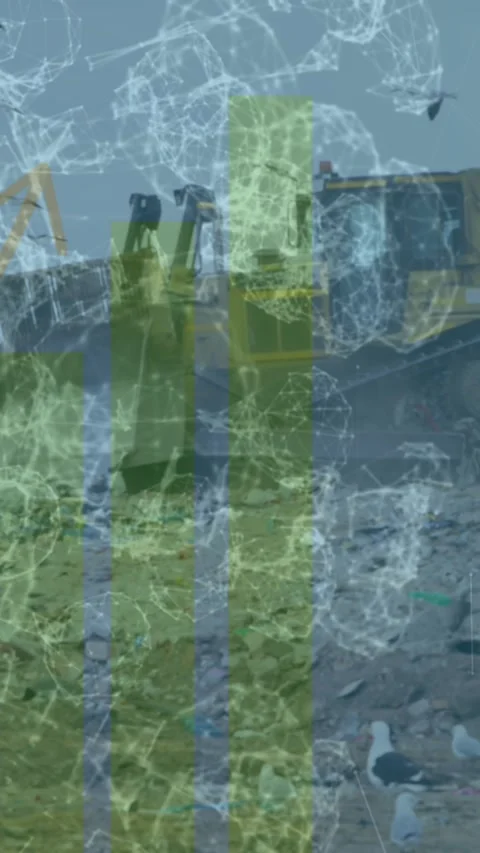 Animation of data processing over rubbish dump Stock-Footage 343644173