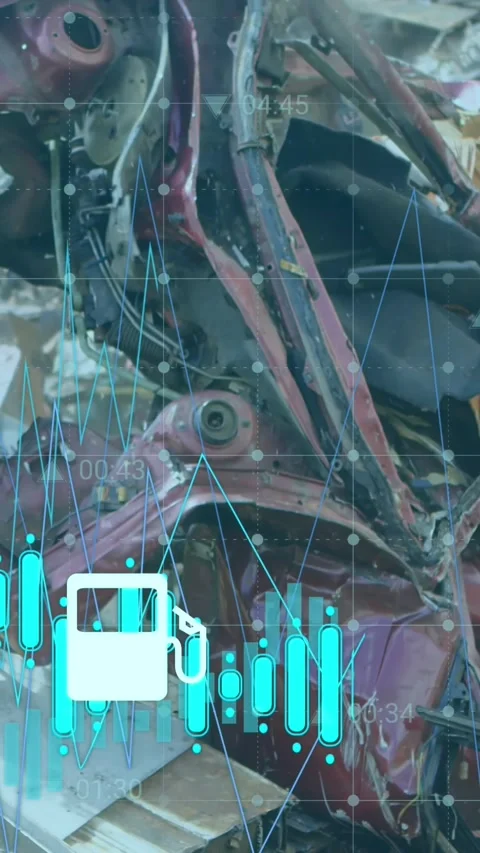 Animation of data processing over rubbish dump Stock-Footage 343739198
