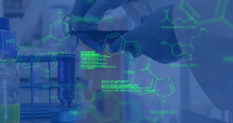 Animation of data processing over scientist with test tube in lab Stock Footage 326191350