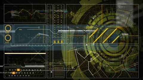 Animation of data processing over scope scanning on black background Stock Footage 267831076