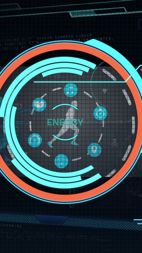 Animation of data processing over scope and human running on black background Stock Footage 343920713