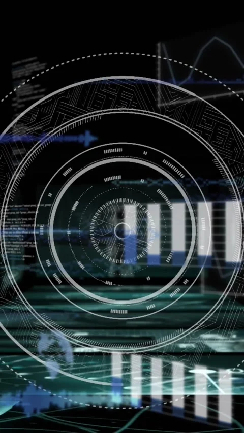 Animation of data processing over scope scanning Stock Footage 344011803