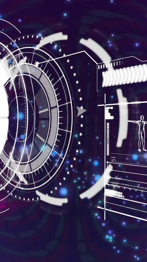 Animation of data processing over scope Stock Footage 344706220