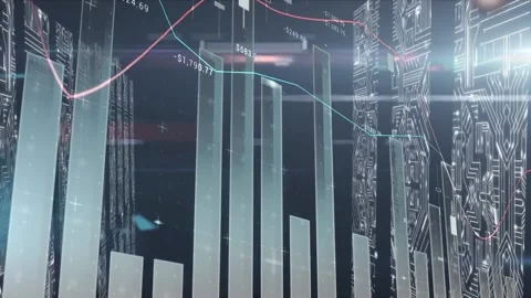 Animation of data processing over screens with microprocessor connections Stock Footage 206322875