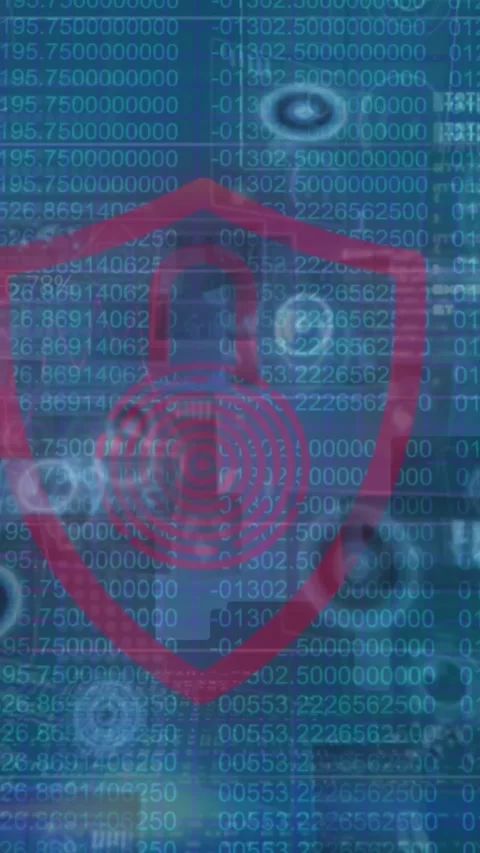 Animation of data processing over security padlock Stock Footage 342707123