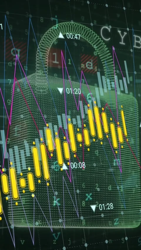 Animation of data processing over security padlock icon against green background Stock Footage 343920056