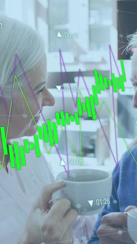 Animation of data processing over senior caucasian couple Vídeo Stock 343954997