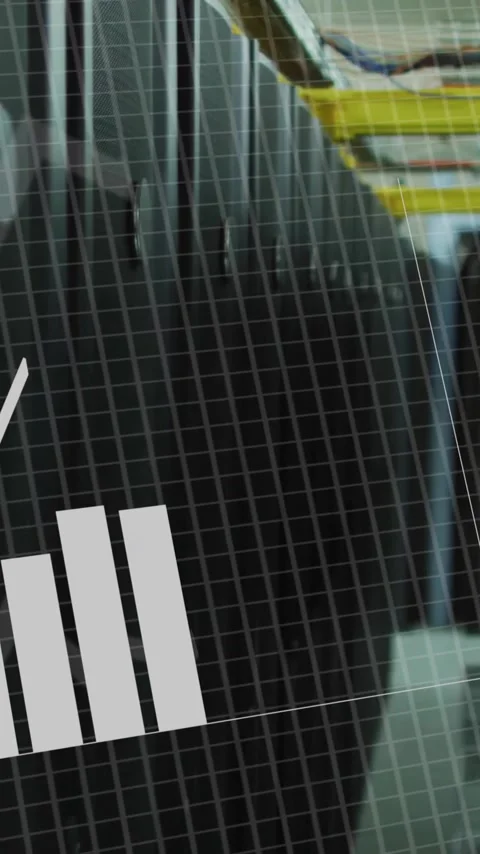 Animation of data processing over server room Stock Footage 320513230