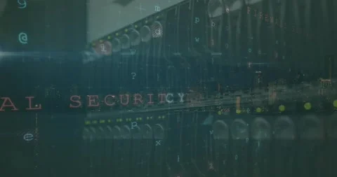 Animation of data processing over server room Stockbeeldmateriaal 330051560